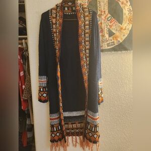 Bohemian Knit Cardigan with Fringe